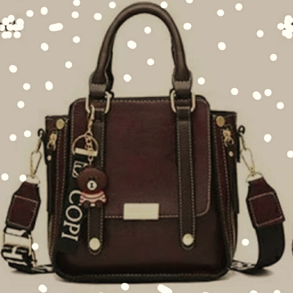 Copi Brown Crossbody Bag with Teddy Bear keychain New